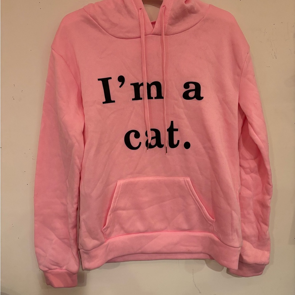 Pink Hoodie with Black Text for Clothing & Accessories